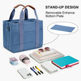KKXIU Canvas Tote Bag for Women with Zipper and Compartments Crossbody Large Bible Messenger Purse Bag With Pockets - Blue