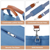 KKXIU Canvas Tote Bag for Women with Zipper and Compartments Crossbody Large Bible Messenger Purse Bag With Pockets - Blue