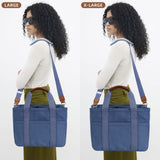 KKXIU Canvas Tote Bag for Women with Zipper and Compartments Crossbody Large Bible Messenger Purse Bag With Pockets - Blue