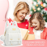 KKXIU Girls Small Backpack Purse Vegan Leather Quilted Mini Daypack for Women Trendy Bookbag (White)