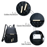KKXIU Quilted Trendy Leather Backpack Purse for Women and Ladies Shoulder Travel Daypacks Bags (Black)