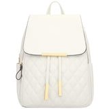 KKXIU Quilted Trendy Leather Backpack Purse for Women and Ladies Shoulder Travel Daypacks Bags (White)
