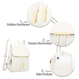 KKXIU Quilted Trendy Leather Backpack Purse for Women and Ladies Shoulder Travel Daypacks Bags (White)