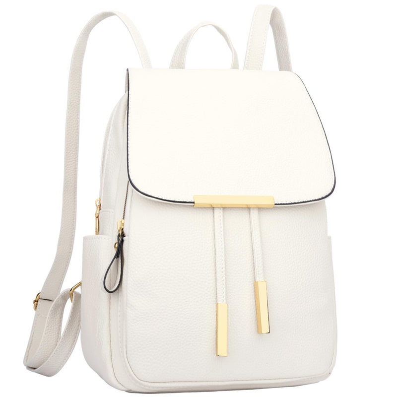 KKXIU Trendy Leather Backpack Purse for Women and Ladies Shoulder Travel Daypacks Bags (A - White)