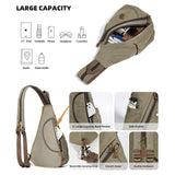 KL928 Canvas Sling Bag - Small Crossbody Backpack Shoulder Casual Daypack Rucksack for Men Women(Large Version,Olive Green)