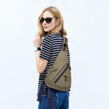 KL928 Canvas Sling Bag - Small Crossbody Backpack Shoulder Casual Daypack Rucksack for Men Women(Large Version,Olive Green)