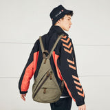 KL928 Canvas Sling Bag - Small Crossbody Backpack Shoulder Casual Daypack Rucksack for Men Women(Large Version,Olive Green)