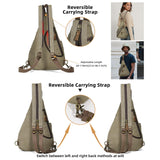 KL928 Canvas Sling Bag - Small Crossbody Backpack Shoulder Casual Daypack Rucksack for Men Women(Large Version,Olive Green)