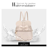 KL928 Girls Bowknot Polka Dot Cute Mini Backpack Small Daypacks Convertible Shoulder Bag Purse for Women (Khaki)