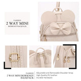 KL928 Girls Bowknot Polka Dot Cute Mini Backpack Small Daypacks Convertible Shoulder Bag Purse for Women (Khaki)