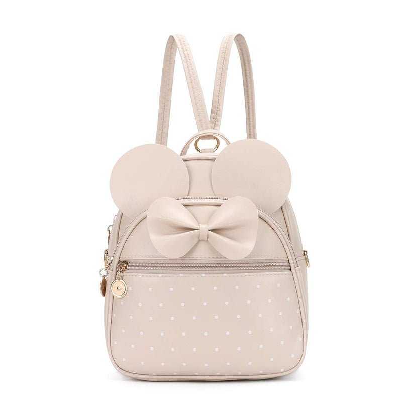 KL928 Girls Bowknot Polka Dot Cute Mini Backpack Small Daypacks Convertible Shoulder Bag Purse for Women (Khaki)