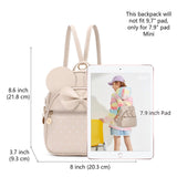KL928 Girls Bowknot Polka Dot Cute Mini Backpack Small Daypacks Convertible Shoulder Bag Purse for Women (Khaki)