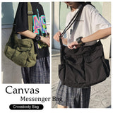 KlaOYer Canvas Messenger Bag Large Hobo Bag Crossbody Shoulder Bag Tote Bag with Pocket for Women and Men (Green)