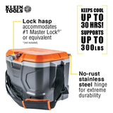 Klein Tools 55600 Work Cooler, 17 - Quart Lunch Box Holds 18 Cans, Keeps Cool 30 Hours, Seats 300 Lb, Tradesman Pro Tough Box
