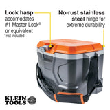 Klein Tools 55600 Work Cooler, 17 - Quart Lunch Box Holds 18 Cans, Keeps Cool 30 Hours, Seats 300 Lb, Tradesman Pro Tough Box