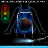 KLFVB 3PCS Boys Backpack, 17" Kids Bookbag and Lunch Box, Water Resistant Teenagers School Backpacks for Middle Elementary - Lightning Basketball