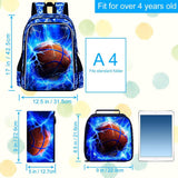 KLFVB 3PCS Boys Backpack, 17" Kids Bookbag and Lunch Box, Water Resistant Teenagers School Backpacks for Middle Elementary - Lightning Basketball