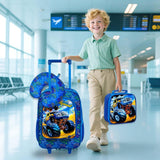 KLFVB 5PCS Kids Luggage Set for Boys, Cute Truck Rolling Wheels Suitcase for Toddler, Children Travel Carry - On Suitcase