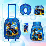 KLFVB 5PCS Kids Luggage Set for Boys, Cute Truck Rolling Wheels Suitcase for Toddler, Children Travel Carry - On Suitcase