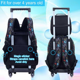 KLFVB Rolling Backpack for Boys, 3PCS Kids Roller Bookbag with Lunch Bag, Wheeled School Bag for Children - Game Console