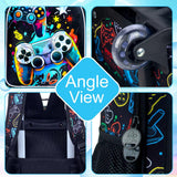 KLFVB Rolling Backpack for Boys, 3PCS Kids Roller Bookbag with Lunch Bag, Wheeled School Bag for Children - Game Console