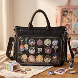Klyyo Clyro Large Ita Backpack Shoulder Tote Bag Crossbody Handbags Kawaii Black Ita Purse with Clear PVC Insert for Pin Display Kpop Fan Anime (Pins Not Included)