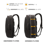 Knack Small Series 2 Laptop Backpack Fits up to 16 Inch Laptops - Knack Bags Carry - On Backpack, TSA Approved, Expandable Travel Backpacks With 2 Day Outfit Capacity, Midnight Black