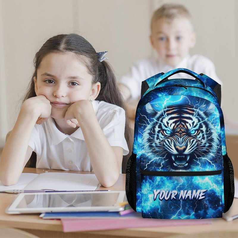 KNOWPHST School Backpack for Boys - Personalized Cool Tiger Bookbag for Teens Kids - 17 Inch Backpacks for Primary Middle College