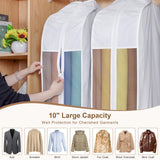 Kntiwiwo 43" Premium Cotton Garment Bag for Hanging Clothes, Breathable Suit Bags for Closet Storage with Extre Large 10" Gusseted & Clear Window, Dust Cover with Zipper for Suits, Jacket, 3 Pack