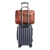 KomalC 16 Inch Leather briefcases Laptop Messenger Bags for Men and Women Best Office Satchel Bag (Tan)