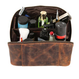 KomalC Luxury Leather Men’s Toiletry Travel Bag – Handmade Shaving Kit with Waterproof Interior, Spacious Storage & Carry Handle – leather travel Kit Bag for Men & Women