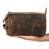 KomalC Premium Buffalo Leather Toiletry Bag for Men & Women – Leather Shaving Kit With Water resistant Lining, Premium Toiletry Travel Pouch, Unisex Wash Bag for Toiletries, Gifts for Men and Women