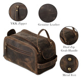KomalC Travel Toiletry Bag – Premium Leather Dopp Kit for Men & Women with Water - Resistant Lining & Spacious Zippered Organizer