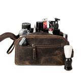 KomalC Travel Toiletry Bag – Premium Leather Dopp Kit for Men & Women with Water - Resistant Lining & Spacious Zippered Organizer