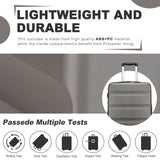 Kono 24 Inch Expandable Spinner Luggage with Wheels Hardshell Medium Checked Suitcase TSA Lock Grey