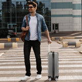 Kono 24 Inch Expandable Spinner Luggage with Wheels Hardshell Medium Checked Suitcase TSA Lock Grey