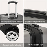 Kono 24 Inch Expandable Spinner Luggage with Wheels Hardshell Medium Checked Suitcase TSA Lock Grey