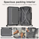 Kono 24 Inch Expandable Spinner Luggage with Wheels Hardshell Medium Checked Suitcase TSA Lock Grey