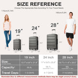 Kono 24 Inch Expandable Spinner Luggage with Wheels Hardshell Medium Checked Suitcase TSA Lock Grey