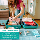 Kono 24 Inch Luggage Suitcase with Spinner Wheels TSA Lock Lightweight PC+ABS Hardside Medium Checked Luggage Durable Rolling Suitcase Turquoise