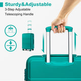 Kono 24 Inch Luggage Suitcase with Spinner Wheels TSA Lock Lightweight PC+ABS Hardside Medium Checked Luggage Durable Rolling Suitcase Turquoise