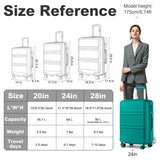 Kono 24 Inch Luggage Suitcase with Spinner Wheels TSA Lock Lightweight PC+ABS Hardside Medium Checked Luggage Durable Rolling Suitcase Turquoise