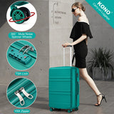 Kono 24 Inch Luggage Suitcase with Spinner Wheels TSA Lock Lightweight PC+ABS Hardside Medium Checked Luggage Durable Rolling Suitcase Turquoise