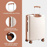 Kono 28 Inch Large Suitcase, Expandable for Long Trips, Impact-Resistant ABS+PC & Silent Wheels, White