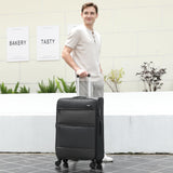 Kono 28 Inch Softside Expandable Checked Luggage with 8 Spinner Wheels TSA Lock Softshell Lightweight Business Travel Suitcase for Men and Women, Black