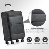Kono 28 Inch Softside Expandable Checked Luggage with 8 Spinner Wheels TSA Lock Softshell Lightweight Business Travel Suitcase for Men and Women, Black