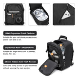 Kono Carry on Backpack, 16" Airplane Approved Under Seat Travel Backpack for Men and Women, Waterproof Lightweight Daypack for Flight 20L (Black, Small)