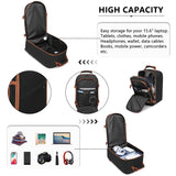 Kono Carry on Backpack, 16" Airplane Approved Under Seat Travel Backpack for Men and Women, Waterproof Lightweight Daypack for Flight 20L, Black/Brown