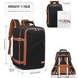 Kono Carry on Backpack, 16" Airplane Approved Under Seat Travel Backpack for Men and Women, Waterproof Lightweight Daypack for Flight 20L, Black/Brown