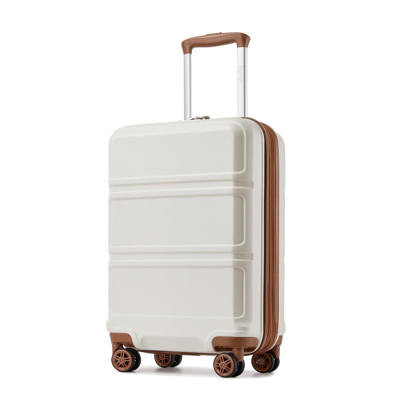 Kono Carry On Luggage 22x14x9 Airline Approved with Spinner Wheels,Lightweight PC+ABS 20 Inch Luggage with TSA Lock,Expandable Hard Shell Carry On Suitcases for Men Women,White